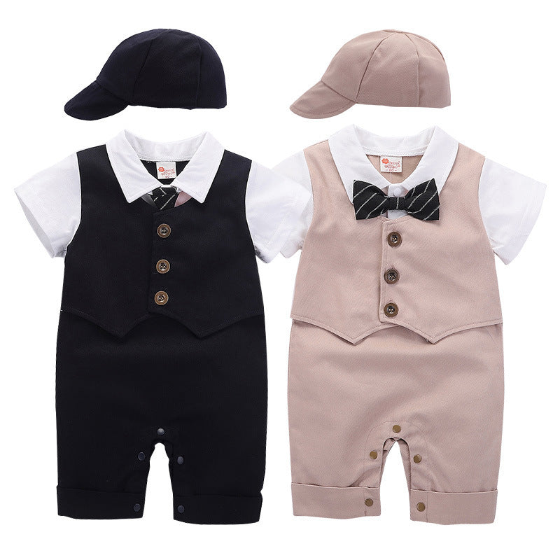 Short Sleeve Gentleman Jumpsuit Romper