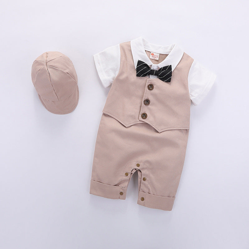 Short Sleeve Gentleman Jumpsuit Romper